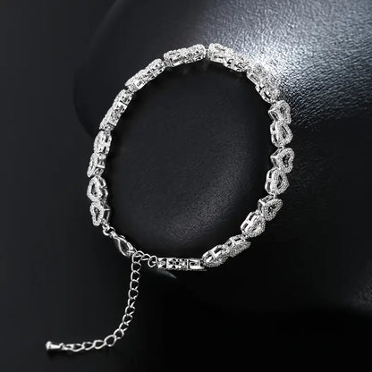 Elegant Shining Cubic Zirconia Heart Bracelet